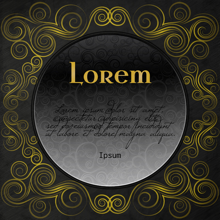 Ornate decorative frame. Ornament in east style. Golden curls. It can be used for decorating of invitations, greeting cards and other design.のイラスト素材