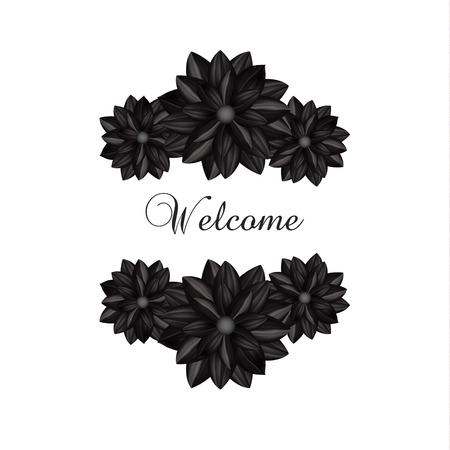 Elegant design element with black flowers in a gothic style. Vector illustrationのイラスト素材
