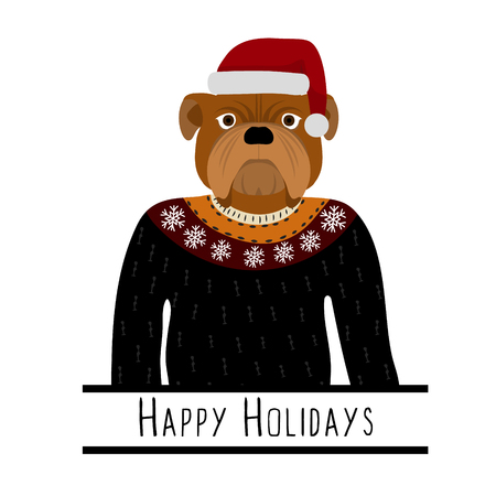 Greeting background with English Bulldog.のイラスト素材