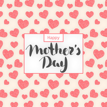 Happy Mother's day. Lettering in frame. Spring holiday. Congratulatory background with hearts. It can be used for card, postcard, invitation, banner, advertising. Vector illustration, eps10のイラスト素材