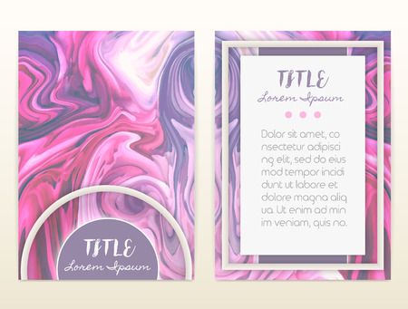 Cover design with marbling. Marble texture. Paint splash. Colorful fluid. It can be used for brochure, card, cover book, catalog. Size A4. Vector illustration, eps10のイラスト素材