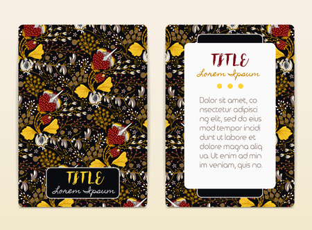 Cover design with floral pattern. Creative flowers. Colorful artistic background with blossom. It can be used for invitation, card, cover book, catalog. Size A4. Vector illustration, eps10のイラスト素材