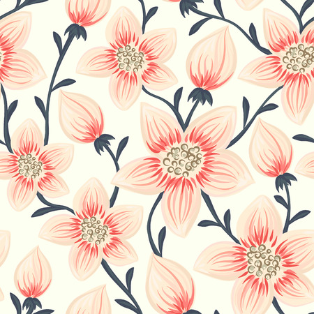 Floral seamless pattern. Hand drawn creative flowers. Colorful artistic background. Abstract herb. Can be used for wallpaper, textiles, wrapping, card, cover. Vector illustration, eps10のイラスト素材