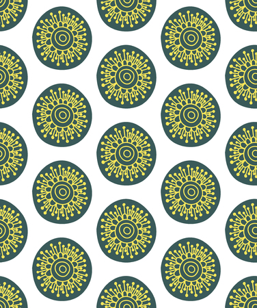 Floral seamless pattern. Hand drawn creative flower in round shape. Colorful artistic background. Abstract herb. It can be used for wallpaper, textiles, wrapping, card. Vector illustration.のイラスト素材