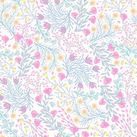 Floral seamless pattern hand drawn vector illustration.のイラスト素材
