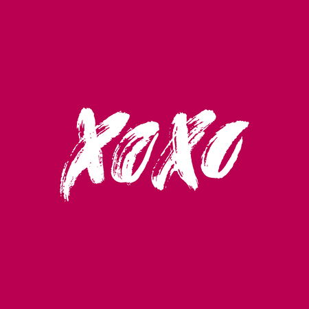 Xoxo. Hand drawn lettering. Happy Valentine's Day. Hugs and kisses. Love. Ink letters. Textured word. Valentine card, postcard, banner, poster, print on clothes. Vector illustration, eps10のイラスト素材