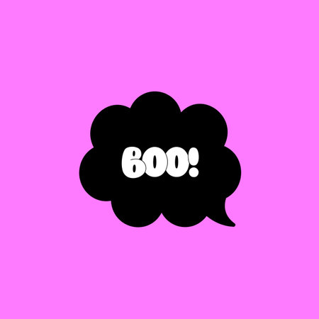 Black speech bubble with boo lettering isolated on pink backgroundのイラスト素材