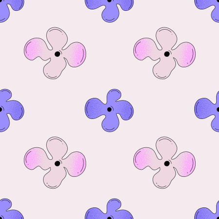 Vector seamless pattern with simple gentle abstract flowers on light background. Summer or spring floral design for wallpaper, fabric, wrapping paper, notebook covers, bed linenのイラスト素材