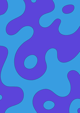 Abstract bright psychedelic background with lava lamp pattern. Blue colors. Wavy colorful spots. Groovy surreal style. Poster, cover for notebook or bookのイラスト素材