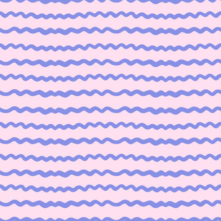 Vector simple abstract seamless pattern. Repeating background with blue wavy lines in hand drawn style. Design for fabric, wallpaper, wrapping paper, cover, poster, invitationのイラスト素材