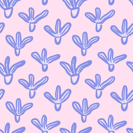 Vector floral seamless pattern. Abstract cute delicate blue flowers in hand drawn style. Retro vibe. Cottage core. Design for fabric, wallpaper, wrapping paper, cover, poster, invitationのイラスト素材