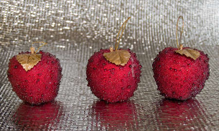 red apples- Christmas decoration ballの写真素材