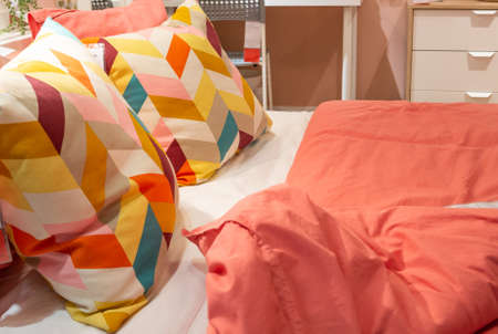 set colored bedding textile.