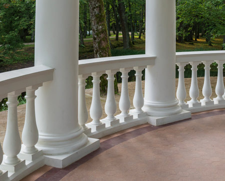 A oval white balcony balustrade.の写真素材