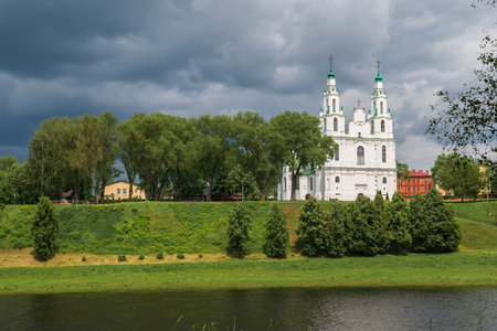 Saint Sophia Cathedral church. Polotsk city, Belarus.Polotsk landscape.の写真素材