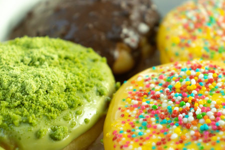 Colorful donuts is placed organizedly, after some edits.の写真素材