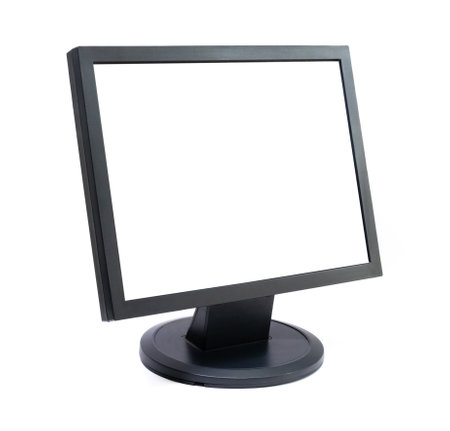An old model monitor isolated on white background. After some edits.の写真素材