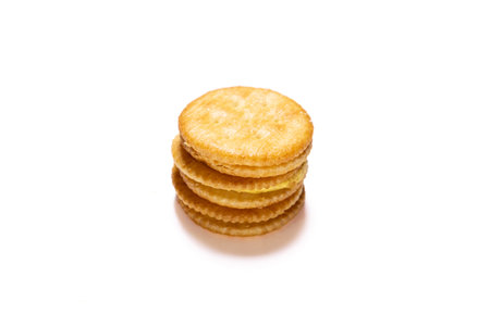 biscuits with cheese cream filling isolated on a white background. After edits.の写真素材