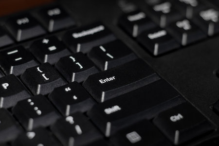 Selective focus. Zoomed in old dusty keyboard. After edits.