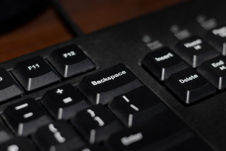 Selective focus. Zoomed in old keyboard. After edits.