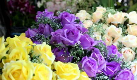 Colorful of rose artificial flowerの写真素材