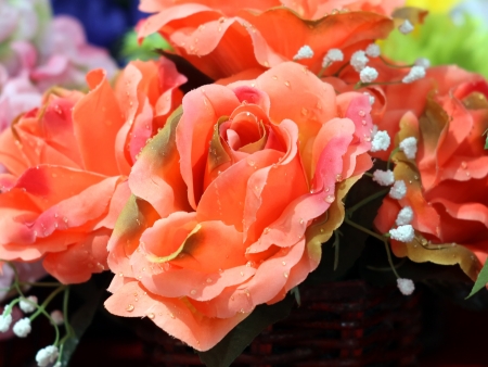 Colorful of decoration artificial flowerの写真素材