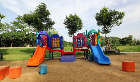 Colorful children playground in the park 