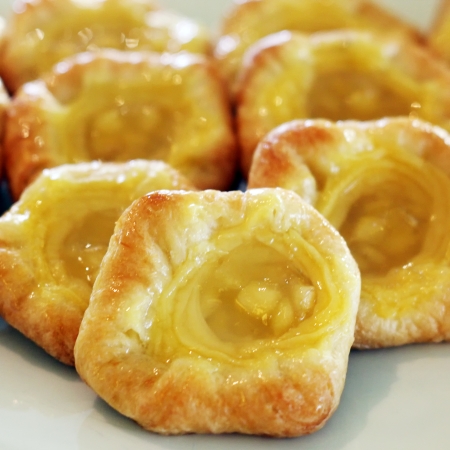 Closeup of fruit danish dessert on buffet lineの写真素材