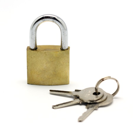 lock and key isolated on white background 
