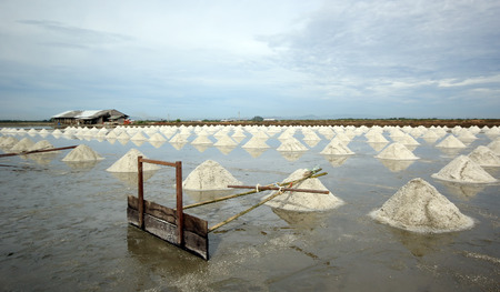 traditional farmer tools in salt farmの写真素材