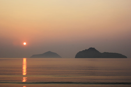 Beautiful sunrise over the seaの写真素材