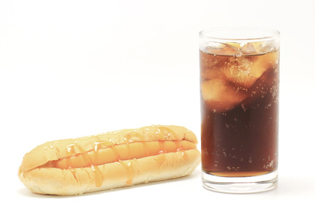 hotdog and soft drink isolated on white background