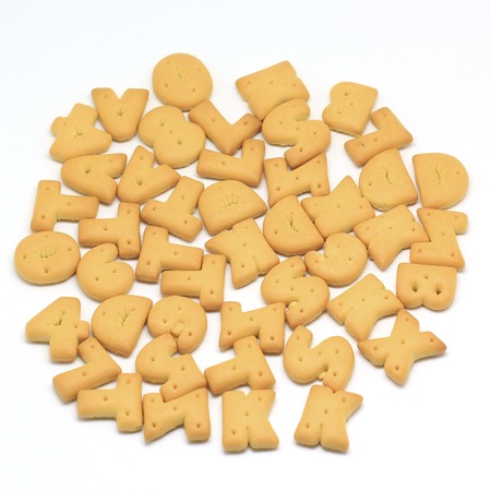 alphabet biscuit isolated on white backgroundの写真素材