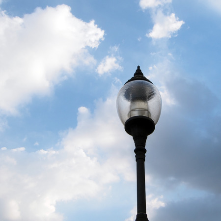 light post on beautiful sky backgroundの写真素材