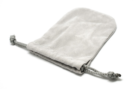 small fabric pouch isolated on white backgroundの写真素材