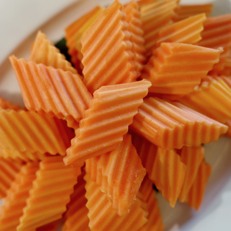 peeled delicious papaya fruit on buffet lineの写真素材