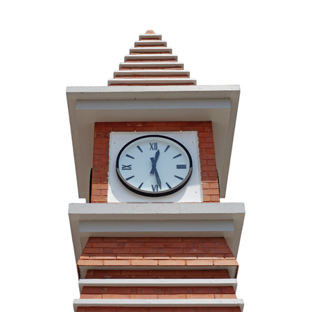 clock tower isolated on white backgroundの写真素材