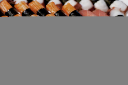 closeup of sushi rolls traditional japanese foodの写真素材