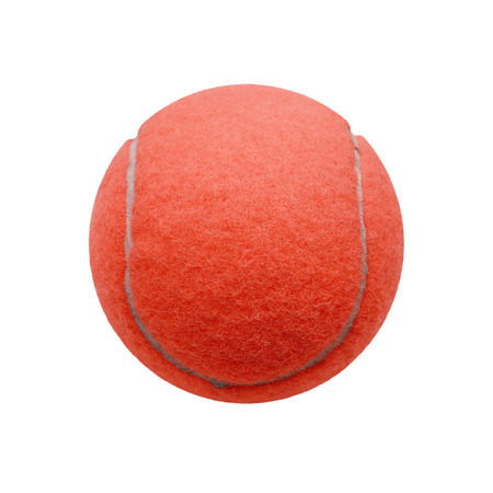 exotic red color tennis ball  isolated on white backgroundの写真素材