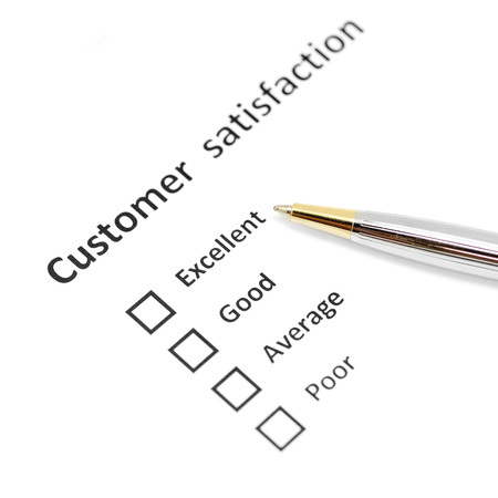 customer satisfaction survey blank form with the penの写真素材