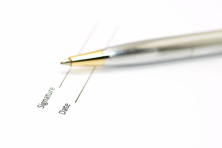 signature field on document with a penの写真素材
