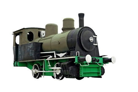 old steam engine locomotive train isolated on white backgroundの写真素材