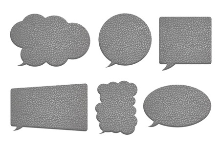 leather in bubble speech shape isolated on white backgroundの写真素材