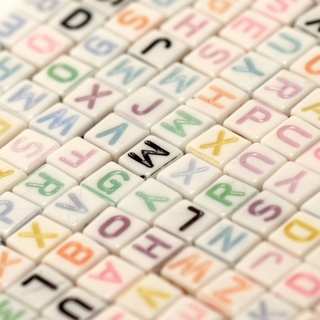 abc english alphabet on cube shape as backgroundの写真素材