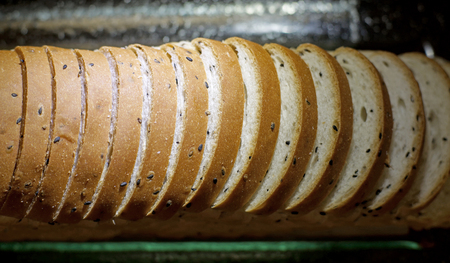 slice toast in basket on buffet line