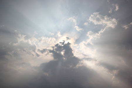 beautiful sunbeam on blue sky as nature background