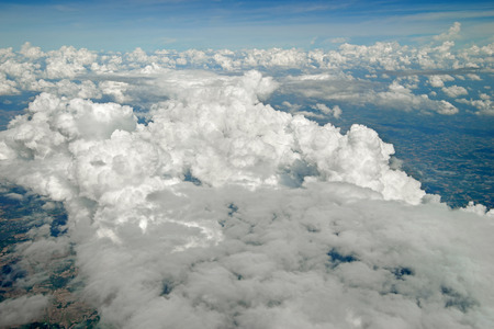 beautiful clouds view from the window of an airplane