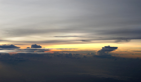 beautiful sunrise view from the window of an airplane