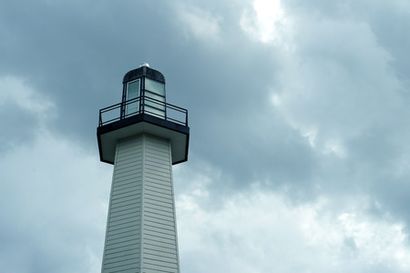 stormy sky over the marshall point lighthouseの写真素材