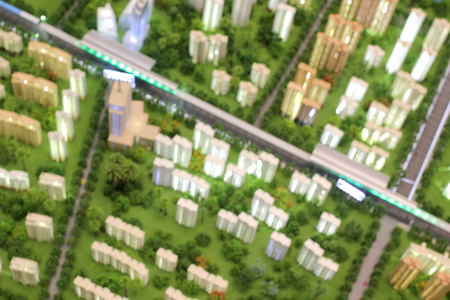 model of city, blurry picture of  isometric  modern city streets